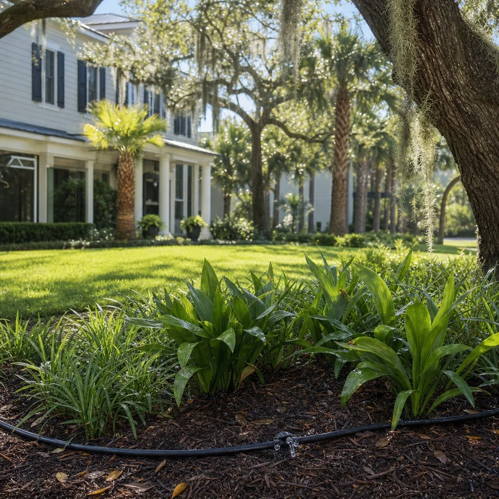 Salt-tolerant drip irrigation at a Jacksonville Beach property